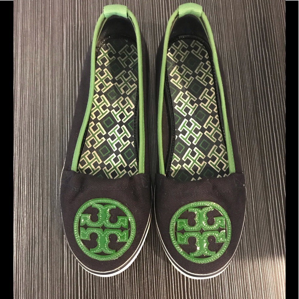 Tory Burch Navy Canvas Slip On - Size 7